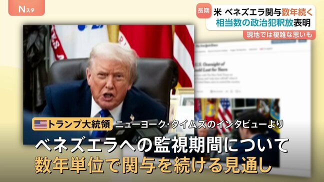 アメリカのベネズエラ関与“数年単位で続く”見通しに現地では複雑な思いも ベネズエラでは「相当数」の政治犯を釈放|TBS NEWS DIG