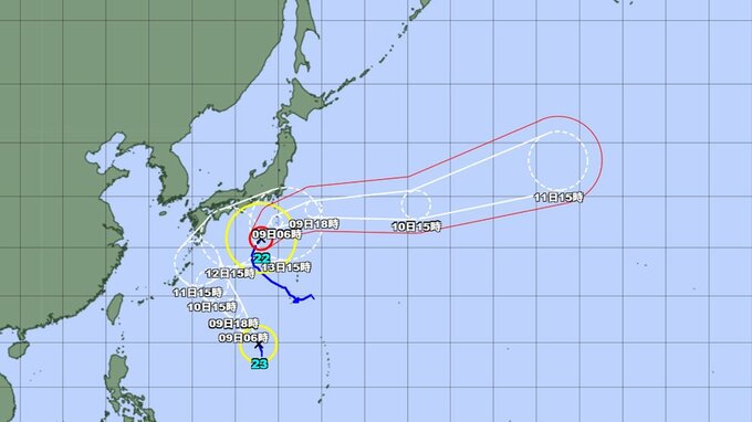 【台風情報】"ダブル台風" のあとの勢力と進路を詳しく　台風23号(ナクリー)は急カーブし日本列島に接近の可能性...台風22号(ハーロン)と同じようなルートで　今後の天気を画像で　進路予想　気象庁|TBS NEWS DIG
