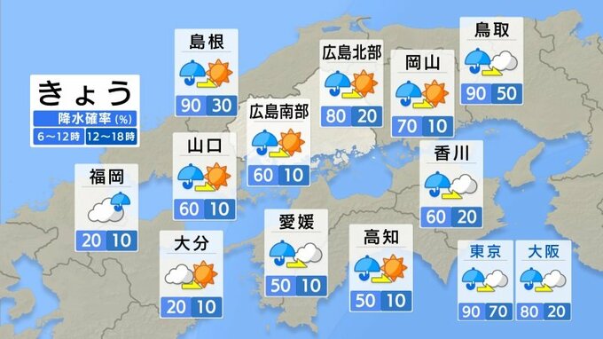 【きょう4/9(火) 広島天気】天気は次第に回復するも夕方までは雲が多い　北風が強まり花散らしとなるか　|　RCC NEWS | 広島ニュース | RCC中国放送