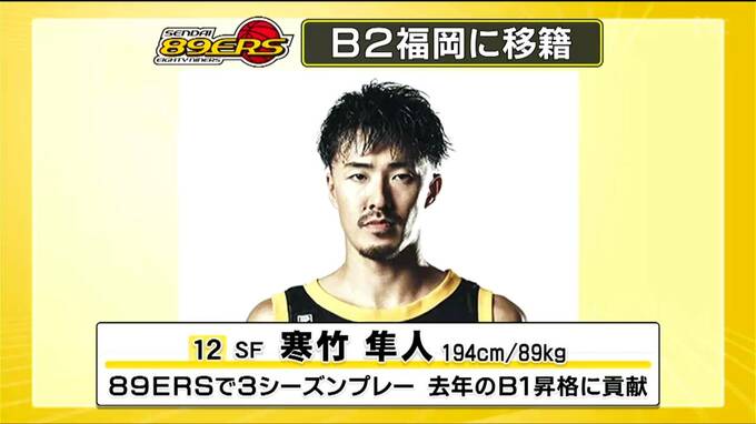 仙台89ERS「寒竹隼人選手」B２福岡に移籍　|　宮城のニュース│tbc NEWS│tbc東北放送