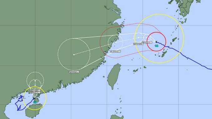 【台風情報】台風18号(ソウデル)今どこに？ゆっくり西の方へ進む　奄美・沖縄への影響は　台風19号(ナーラ)はゆっくり北へ　ダブル台風進路予想、今後の全国の天気を画像で　気象庁【進路図で見る】　|　山形のニュース│TUYテレビユー山形