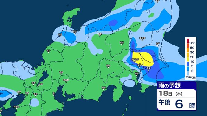 【大雨情報】関東甲信　19日明け方にかけ　大気の状態が非常に不安定に【18日～23日の雨のシミュレーション画像掲載】関東北部・関東南部・甲信いずれも100ミリ（～19日午後6時・多い所）気象庁|TBS NEWS DIG
