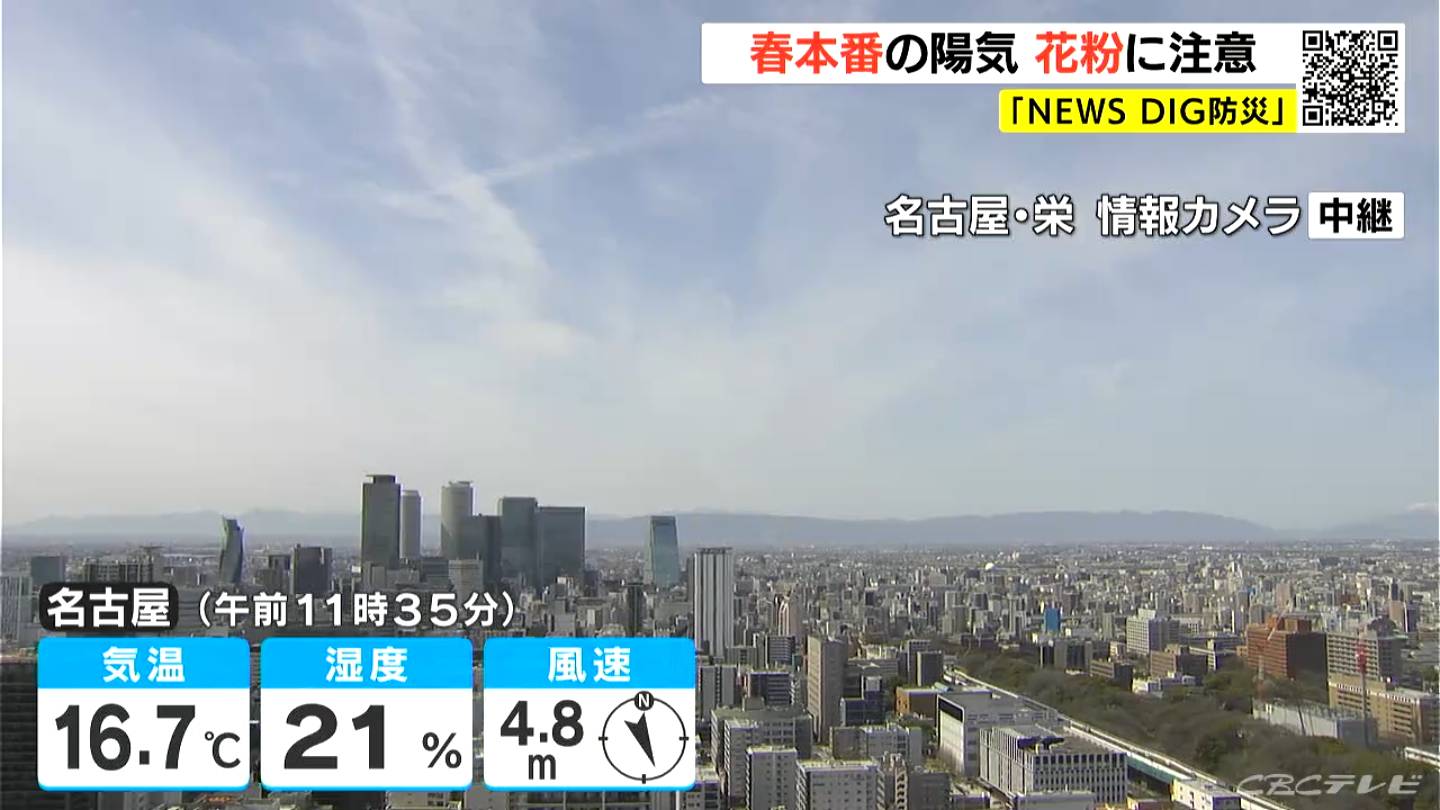 【天気予報】最高気温は名古屋や岐阜で20度予想 4月中旬から下旬並み　15日（土）天気下り坂　16日（日）広く雨