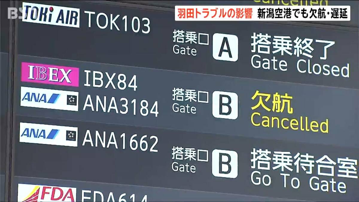 サムネイル_羽田空港の管制システムトラブルで新潟空港でも影響　大阪・伊丹線や福岡線、札幌・新千歳線などで欠航や遅れ