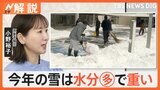 「予想以上に湿った雪」海面水温が高く水分量が多い 雪の重さが3倍に、今季最強寒気ピーク 日本海側で大雪続く【Nスタ解説】|TBS NEWS DIG