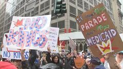 「王様は要らない」NYで5万人がトランプ政権に抗議　軍事パレードにあわせ全米1800か所でデモ開催| TBS CROSS DIG with Bloomberg