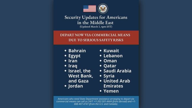 米国務省 中東ほぼ全域の米国人に速やかな退避促す「深刻な安全上のリスク」|TBS NEWS DIG