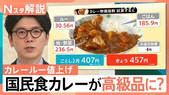 国民食カレーが高級品に? カレールー値上げ 家庭で1食400円超え、カレーにも“1000円の壁”? 街で調査【Nスタ解説】|TBS NEWS DIG