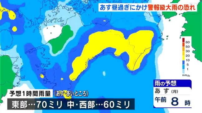 14日明け方から昼過ぎにかけて非常に激しい雨の恐れ　雨雲が予想より発達した場合は警報級の大雨に　低い土地の浸水・河川の増水に十分注意【高知】|TBS NEWS DIG