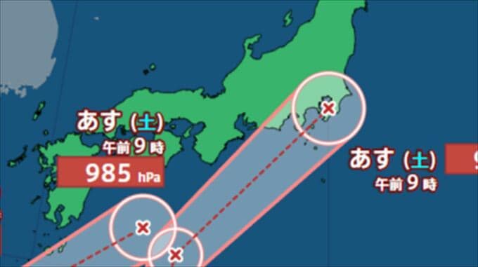 【ダブル台風情報】先に台風8号　関東甲信地方に27日朝～昼前にかけ接近、上陸の可能性も　台風7号は27日夕方～夜遅くにかけ接近か　【進路予想・雨と風のシミュレーション】　|　山梨のニュース | ＵＴＹテレビ山梨