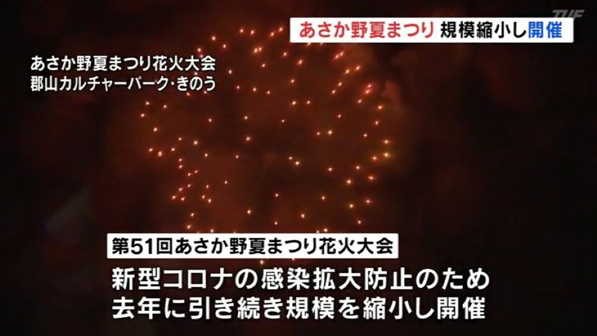 5千発の花火 夜空彩る あさか野夏まつり 規模縮小し開催 福島のニュース Tuf 5千発の花火 夜空彩る あさか野夏まつり 規模縮小し開催 福島のニュース Tuf
