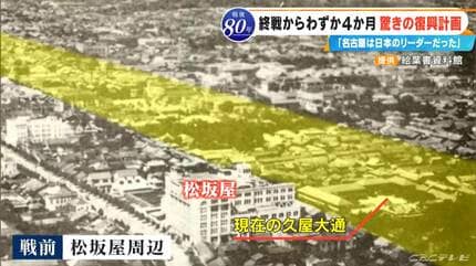 昭和23年に名古屋市で撮影された写真 戦火に焼けた建物は今も同じ場所