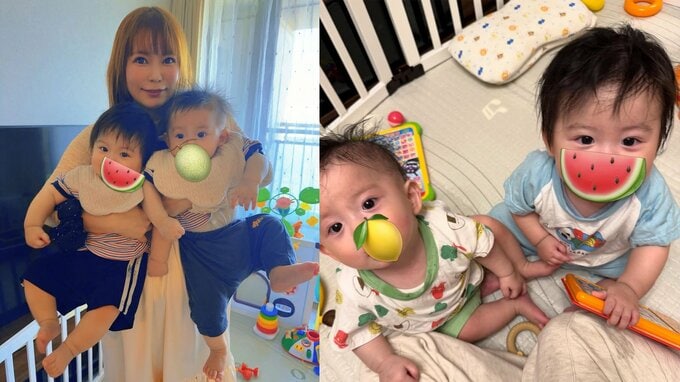 【 中川翔子 】　双子が生後8か月　「重い！ダブル抱っこいつまでいけるかな！」　〝ダブル抱っこ〟〝つかまり立ち〟ショット　一挙公開|TBS NEWS DIG