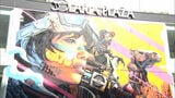 「すごい!」商業施設に巨大壁画 テニスコート半分サイズ DRAGON76さんが制作 ”ご当地モチーフ”も 福岡市|TBS NEWS DIG