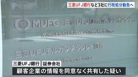 三菱UFJ銀行など3社に対し行政処分勧告を検討　顧客企業の情報を同意なく共有していた疑い　証券取引等監視委員会|TBS NEWS DIG