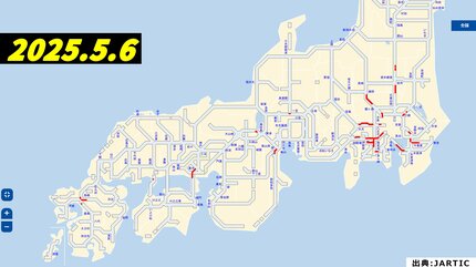 そこぬけずんどこ GW最終日 渋滞予測 地図あり】まだ混雑?上りのピーク続き最大20km