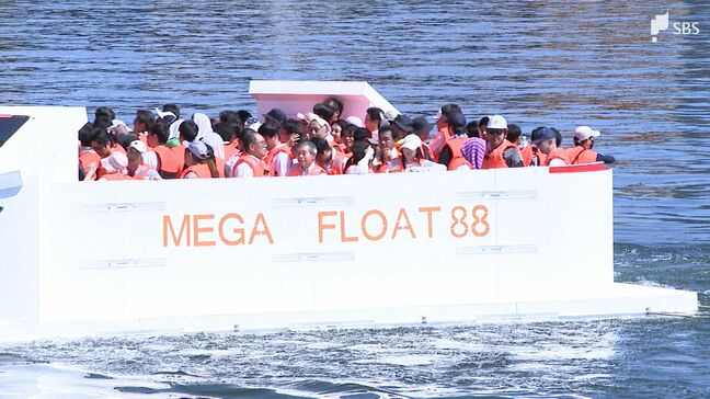 「命を救いたい」発泡スチロール“津波シェルター”に120人乗る  安全性を確認 表面コーティングで防水性や強度高める=静岡・清水区|TBS NEWS DIG