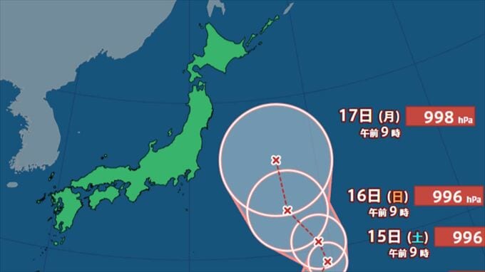 【台風情報】　台風17号（ナンカー）が発生　台風のたまご＝熱帯低気圧が発達　17日は日本の東に接近か　台風16号はどこへ？【進路予想・雨と風のシミュレーション】　|　山梨のニュース | ＵＴＹテレビ山梨