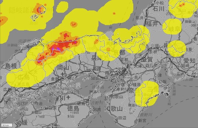 【気象情報】中国地方は引き続き3日夜遅くにかけて大気の状態が非常に不安定となり、局地的に雷雲が発達する見込み　竜巻などの激しい突風や落雷、急な強い雨に注意【雨と風のシミュレーション】|TBS NEWS DIG