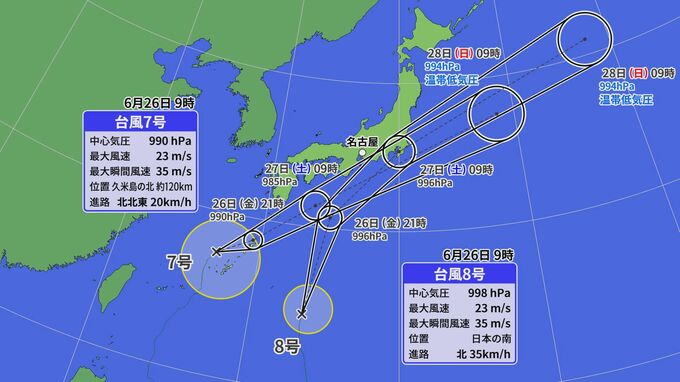 ダブル台風 東海地方にあす27日接近か 台風8号の後を追うように7号が… 台風接近前から大雨のところも 愛知･名古屋･岐阜･三重の天気予報【台風情報】　|　名古屋・愛知・岐阜・三重のニュース【CBC news】 | CBC web