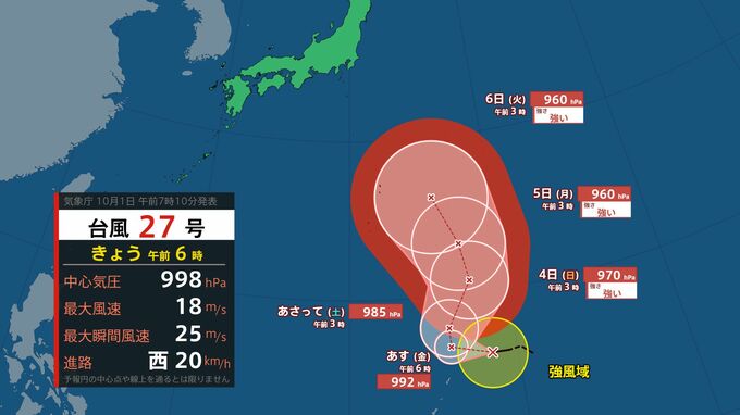 【台風情報】台風27号(チョーイワン)発生　週明けごろ最大瞬間風速55m/sの強い勢力で小笠原近海に接近見込み　今後の進路予想、雨風シミュレーション(～3日)、全国の天気を画像で　|　山形のニュース│TUYテレビユー山形