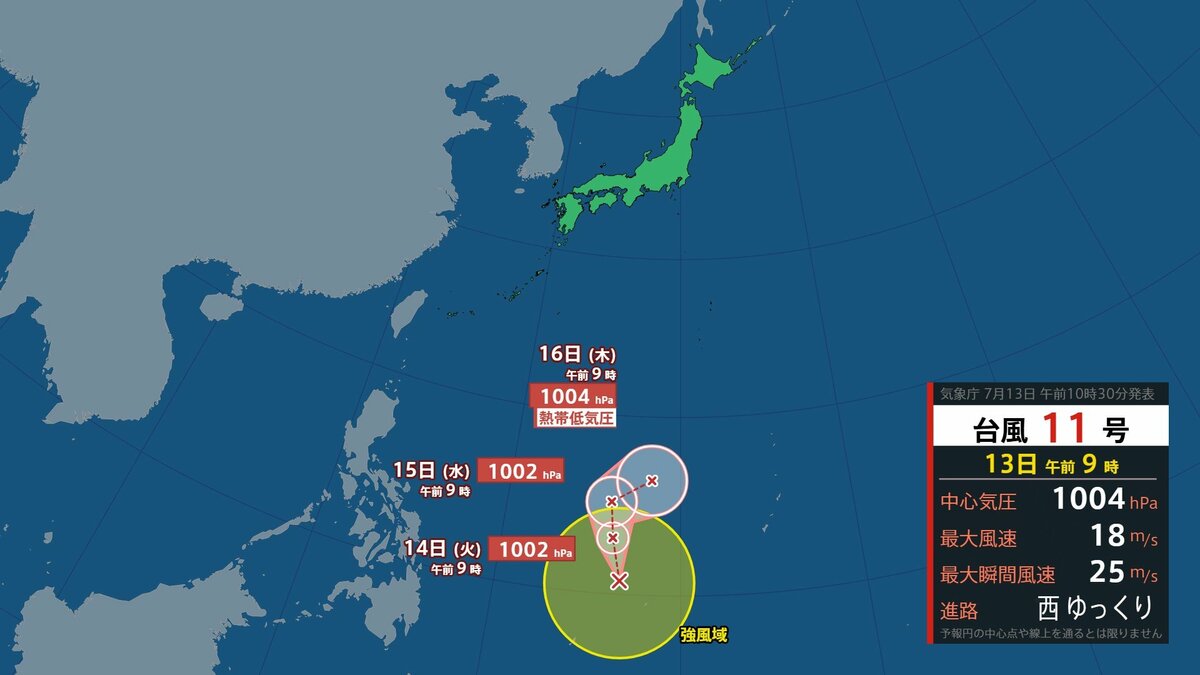 【台風情報】速報 台風11号（ハイシェン）が発生　フィリピンの東を北上する進路　13日午前11時・気象庁発表