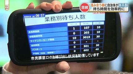 あややん様　確認画面 ライブ配信で確認も】混み合う春先の役所 窓口混雑解消への取り組み
