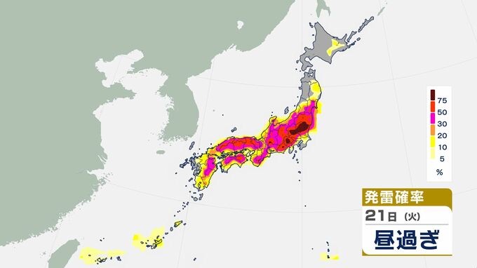 【今後の天気は？】厳しい暑さ…雷を伴う激しい雨…1時間ごとの雨風シミュレーション・発雷確率シミュレーション【気象庁21日発表】|TBS NEWS DIG