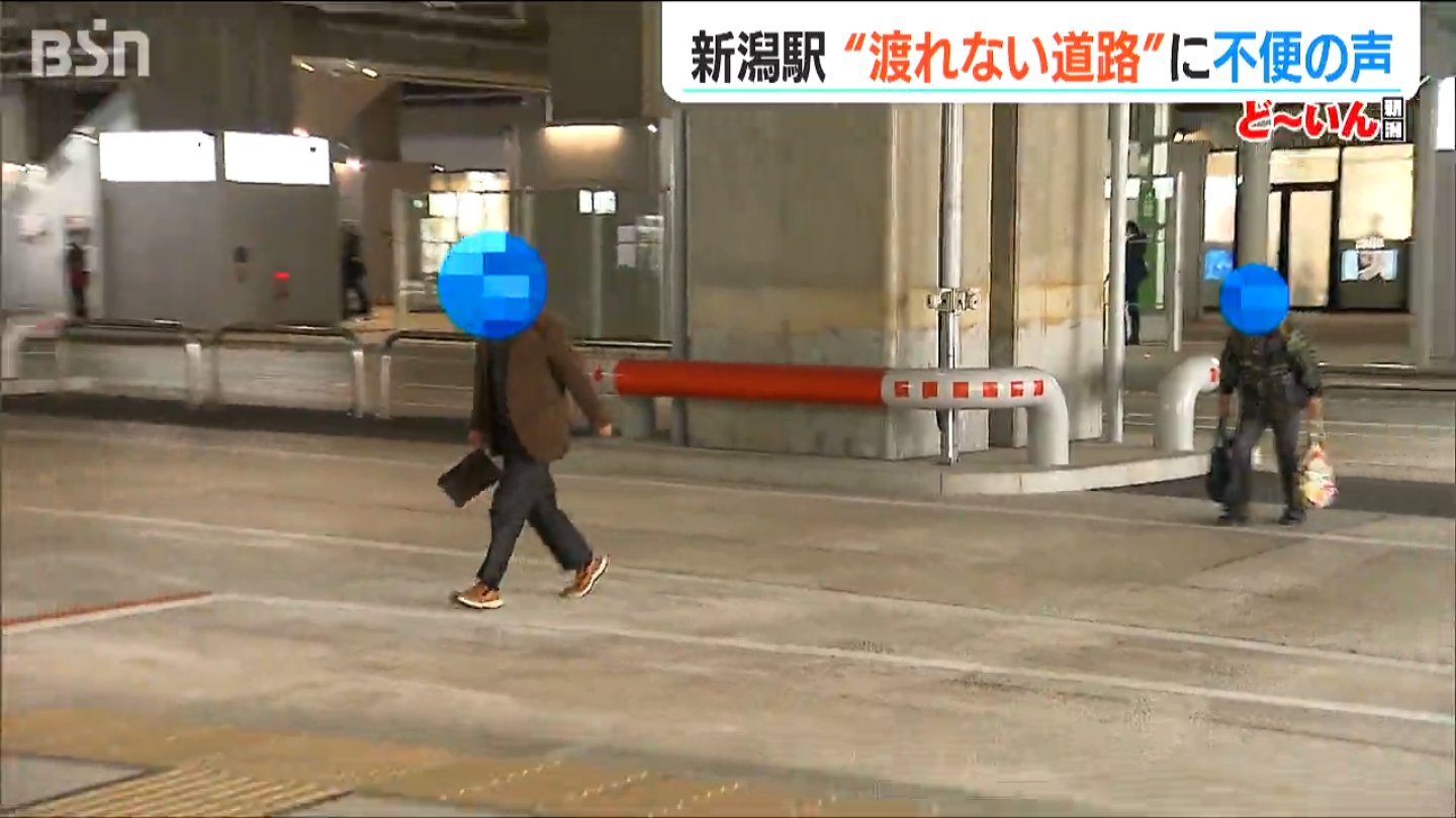 サムネイル_不便？“道路を渡れない”新潟駅バスターミナル　反対側のバス停に行くには駅の2階か離れた横断歩道へ…