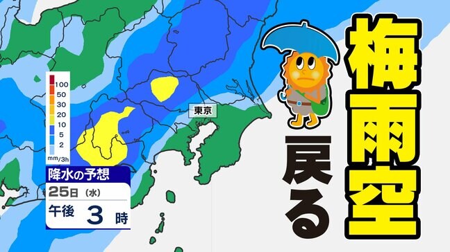 【東京首都圏 来週は梅雨空戻る】梅雨前線は本州の日本海側で停滞へ【雨のシミュレーション23日(月)~25日(水)・週間予報】東京・神奈川・埼玉・千葉・群馬・栃木・茨城|TBS NEWS DIG