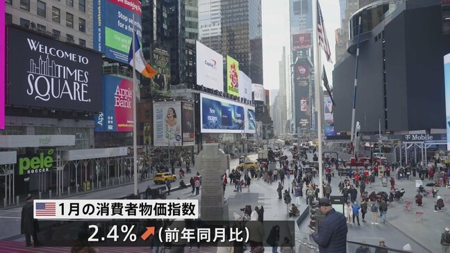 米 1月の消費者物価 伸び率2.4% 市場予想を下回る 上昇ペースに落ち着きみられる|TBS NEWS DIG