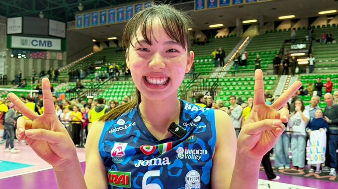 セリエA・関菜々巳「負ける気がしない」レギュラーシーズン全勝優勝に貢献【バレーボール】|TBS NEWS DIG