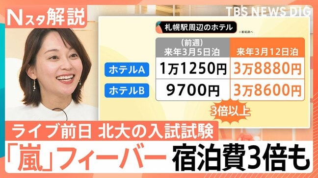 “嵐ラストツアー”でホテル高騰 札幌でのライブ前日には北大入試も…受験生に影響は?【Nスタ解説】|TBS NEWS DIG