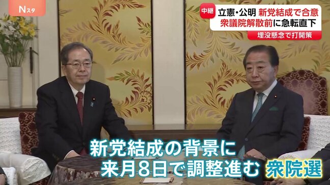 立憲・公明　新党結成で合意 衆院選にむけ急転直下　高市政権の高い支持率に埋没懸念|TBS NEWS DIG