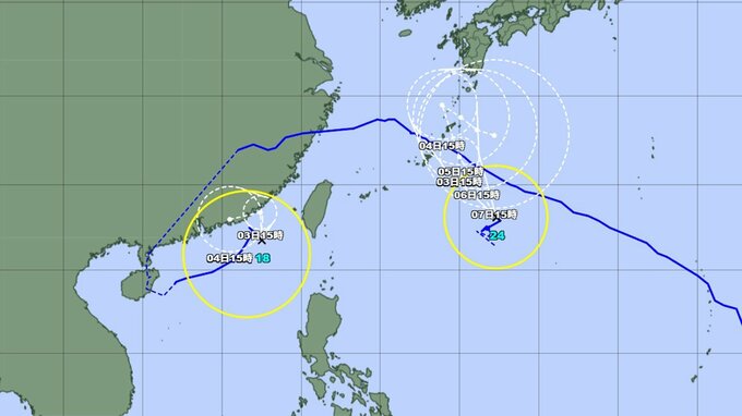 【ダブル台風情報】今どこに？ 台風24号(クロヴァン)は沖縄、奄美などに接近の可能性...日本の南をゆっくりと北上　最大瞬間風速は？ 台風18号の今後は？ 今後の勢力、進路予想　全国の天気を画像で　気象庁【進路図で見る】|TBS NEWS DIG