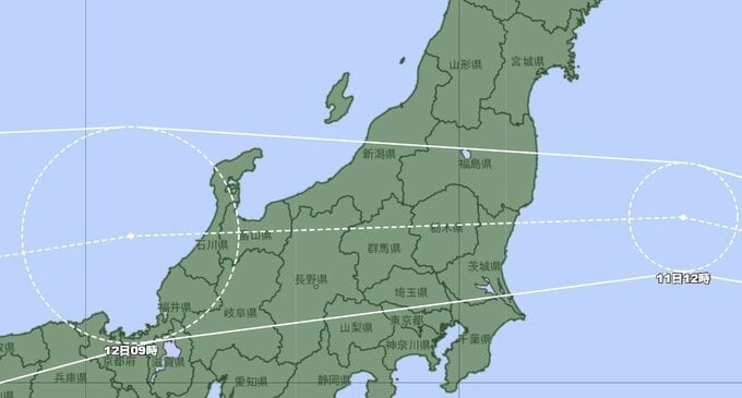 【台風15号】11日夜〜12日午前に富山県へ最接近へ 激しい雨や強い風に注意・警戒【風と雨のシミュレーション】 　|　富山のニュース｜天気・防災｜チューリップテレビ