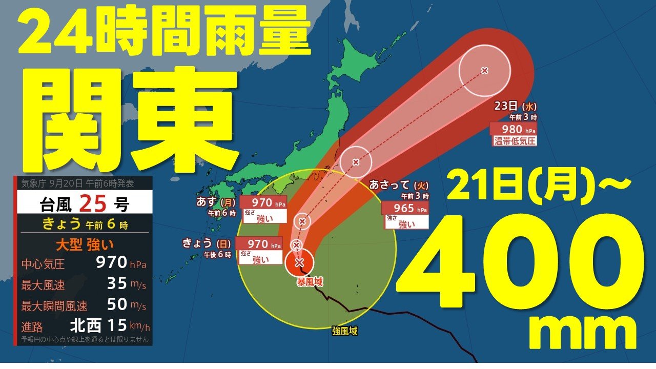 は*も様 （Ho）テスト用走行台　20点 台風情報】関東400mm・東海300mmの24時間雨量を予想 最大瞬間風速50m