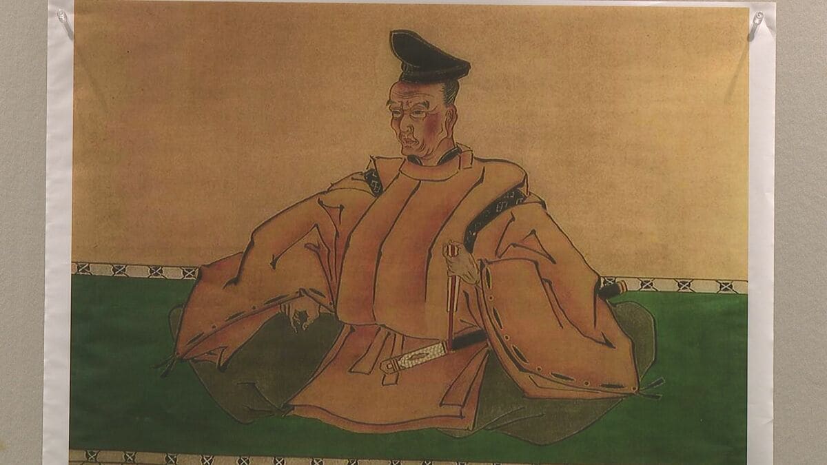 古い手書き色紙 約15cm x 25cm　近松門左衛門 東洋のシェークスピア 近松門左衛門を語り継ぐ 出生地とされる長門市で