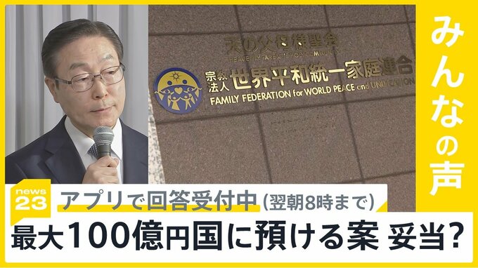 最大100億円を“被害補償の原資”として国に預ける案…旧統一教会会長が説明、どう思う？【news23】|TBS NEWS DIG