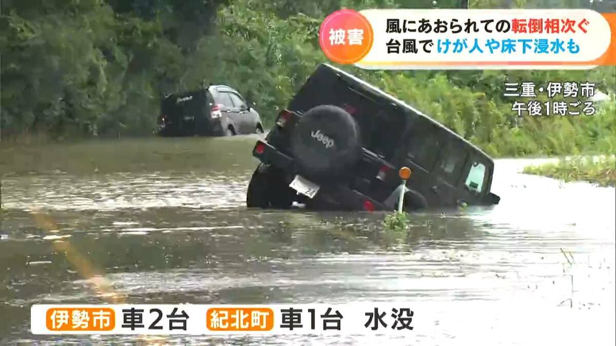台風7号】 風にあおられて転倒するなど8人がけが 車の水没や倒木も