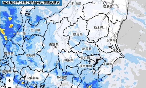 【気象情報】多摩西部で15cmの積雪予想、23区も積雪の可能性　3日夜から4日朝は交通障害や路面凍結に警戒を　伊豆諸島は激しい雨と土砂災害に注意【雨と風のシミュレーション】　|　富山のニュース｜天気・防災｜チューリップテレビ