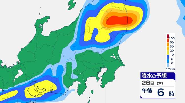 関東甲信地方 少ない雨量でも土砂災害の危険度が高まるおそれ 降り始めから140mm近いところも【雨風シミュレーション】26日夜遅くにかけ、大気の状態が不安定に|TBS NEWS DIG