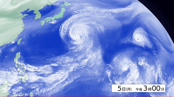 【台風情報】大型で非常に強い台風27号（チョーイワン）は925hPaで小笠原近海を北上中　非常に強い台風28号（ノロ）、台風29号（コグマ）の進路は？（5日午後3時現在）|TBS NEWS DIG