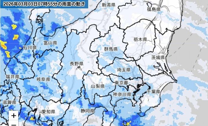 【気象情報】多摩西部で15cmの積雪予想、23区も積雪の可能性　3日夜から4日朝は交通障害や路面凍結に警戒を　伊豆諸島は激しい雨と土砂災害に注意【雨と風のシミュレーション】　|　富山のニュース｜天気・防災｜チューリップテレビ
