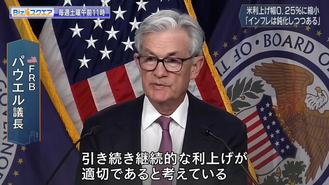 2023年初FOMCは0.25％利上げ～米金融政策と世界経済の行方は？～【Bizスクエア】|TBS NEWS DIG