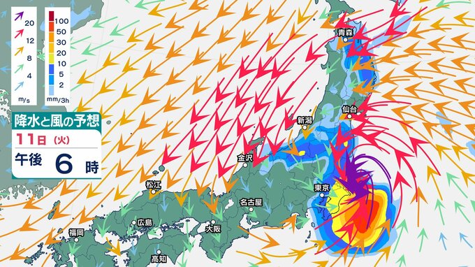【台風情報】台風15号（チャンホン）関東上陸へ11日夜にも…やや発達して980hPa予想、本州横断して最大瞬間風速35mの強風に警戒【雨と風のシミュレーション】 　|　富山のニュース｜天気・防災｜チューリップテレビ