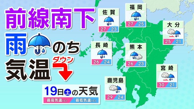 【九州土日の天気】（土）荒れた天気（日）気温下がる　天気も気温も変化が大きい|TBS NEWS DIG
