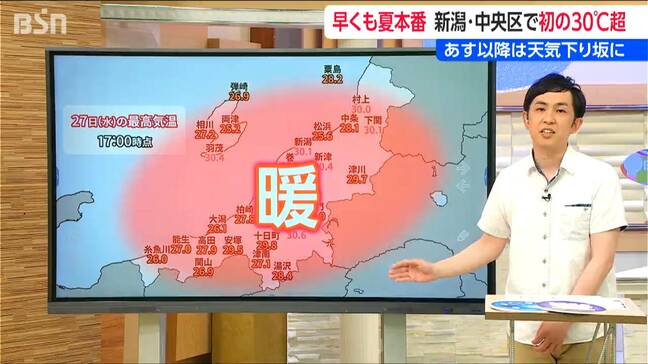 早くも夏本番　新潟市中央区で今年初の30℃超【真夏日】“暑さの理由”を山崎貴裕気象予報士が『やま天』解説|TBS NEWS DIG