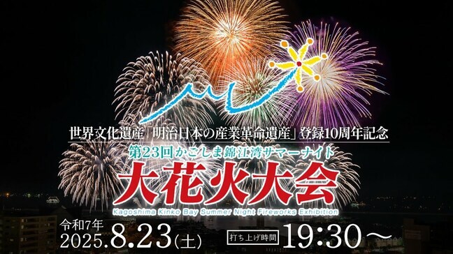 【ライブ配信】かごしま錦江湾サマーナイト大花火大会2025 「世界文化遺産」登録10周年記念 花火何時から・プログラム・交通情報・交通規制【8月23日鹿児島からLIVE】|TBS NEWS DIG