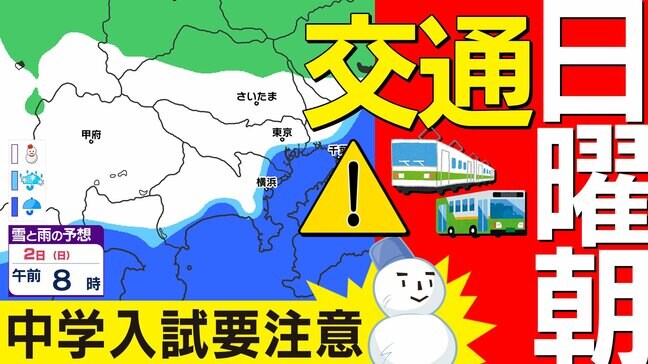 【東京・神奈川・首都圏2月2日(日)雪の予想】中学入試 受験生は早めに家を出よう【雪はどこで いつから降る?/1時間ごと雪シミュレーション】東京・神奈川・埼玉・千葉・群馬・栃木・茨城・山梨の天気予報|TBS NEWS DIG
